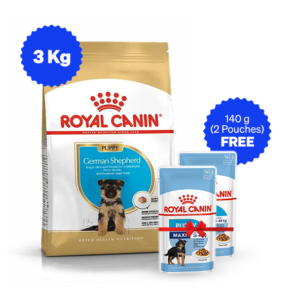 Royal Canin German Shepherd Puppy Dry Dog Food (3 Kg + Free Wet Food)