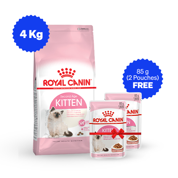 Royal Canin Second Age Kitten Food (4 Kg + Free Wet Food)