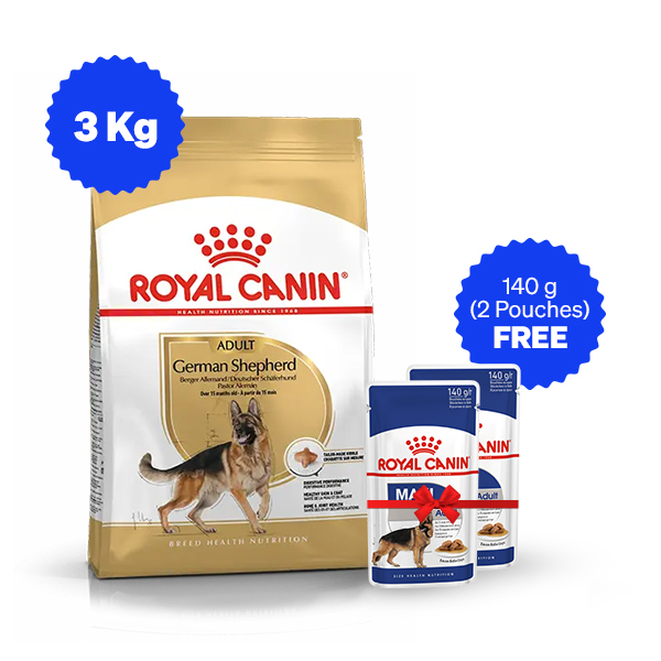 Royal Canin German Shepherd Adult Dry Dog Food (3 Kg + Free Wet Food)