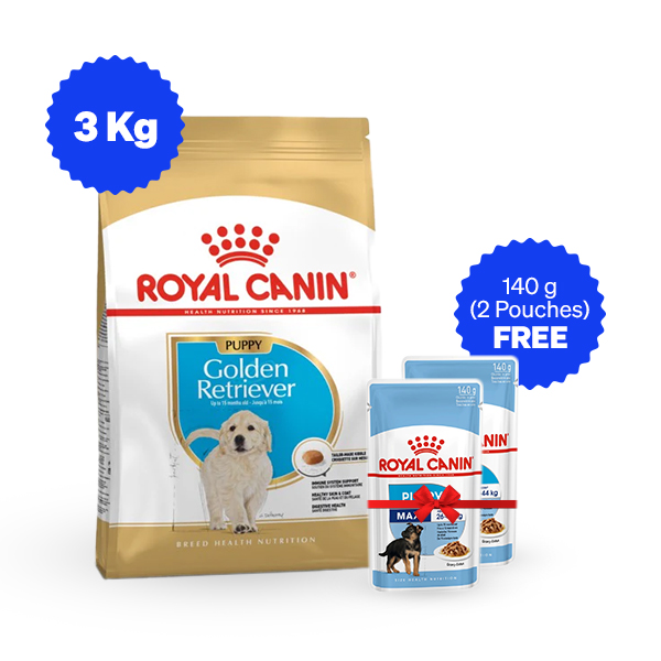 Royal Canin Golden Retriever Puppy Dry Dog Food (3 Kg + Free Wet Food)