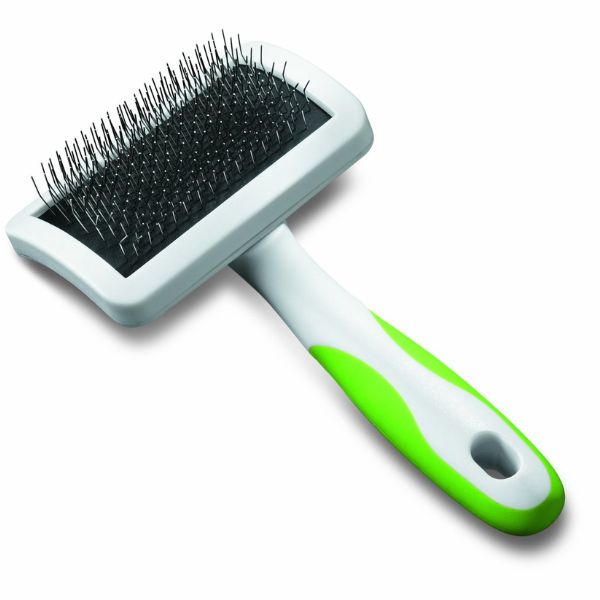High-quality pin brush by Andis, designed for grooming pets, featuring stainless steel pins and comfortable grip handle.