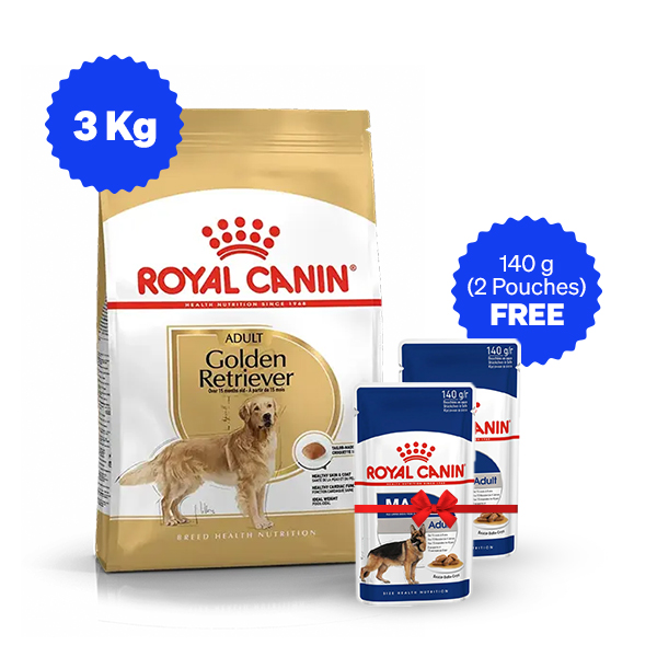 Royal Canin Golden Retriever Adult Dry Dog Food (3 Kg + Free Wet Food)