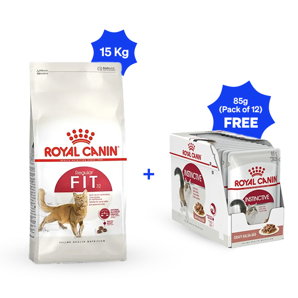 Royal Canin Nutrition Fit 32 Dry Cat Food (15 Kg + Pack of 12)