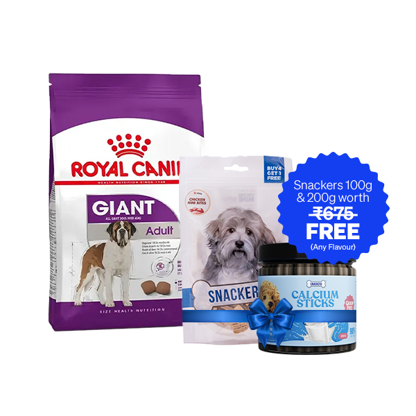 Royal Canin Giant Adult Dry Dog Food (15 Kg + Free Snackers 200 g + 100 g)
