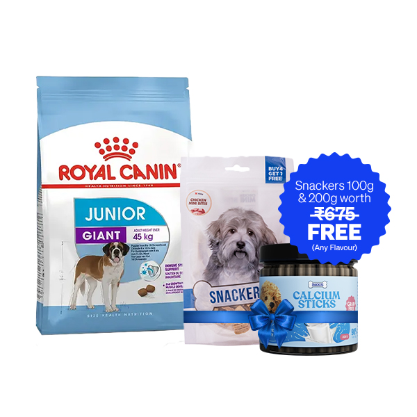 Royal Canin Giant Junior Dry Dog Food (15 Kg + Free Snackers 200 g + 100 g)