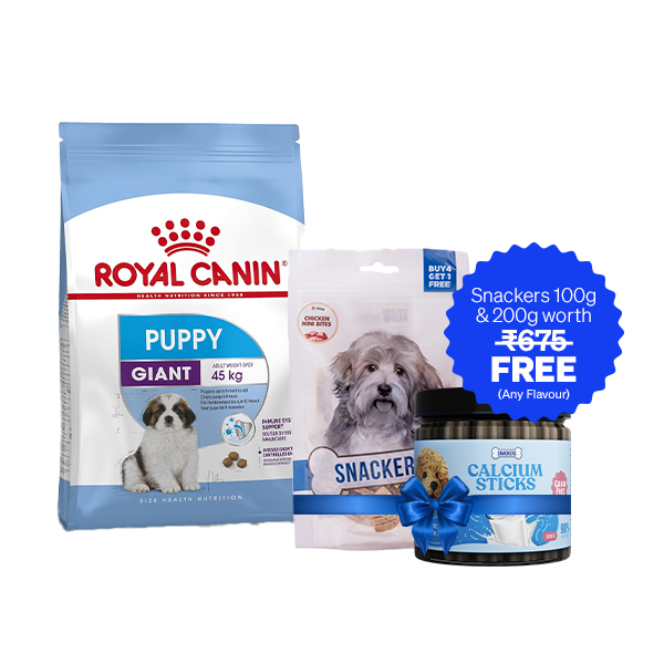 Royal Canin Giant Puppy Dry Dog Food (15 Kg + Free Snackers 200 g + 100 g)
