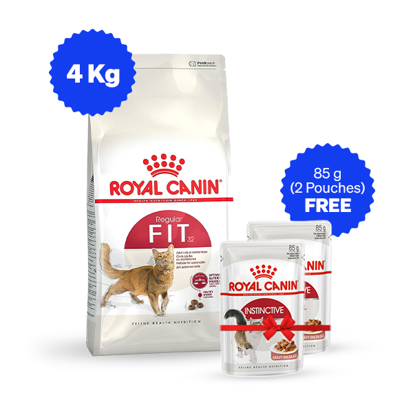 Royal Canin Nutrition Fit 32 Dry Cat Food (4 Kg + Free Wet Food)