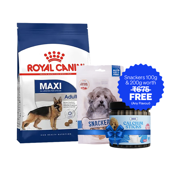 Royal Canin Maxi Adult Dry Dog Food (15 Kg + Free Snackers 200 g + 100 g)