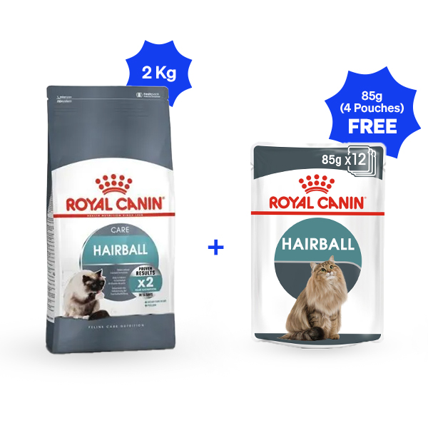 Royal Canin Hairball Care Dry Cat Food (2 Kg + 4 Pouches Free)